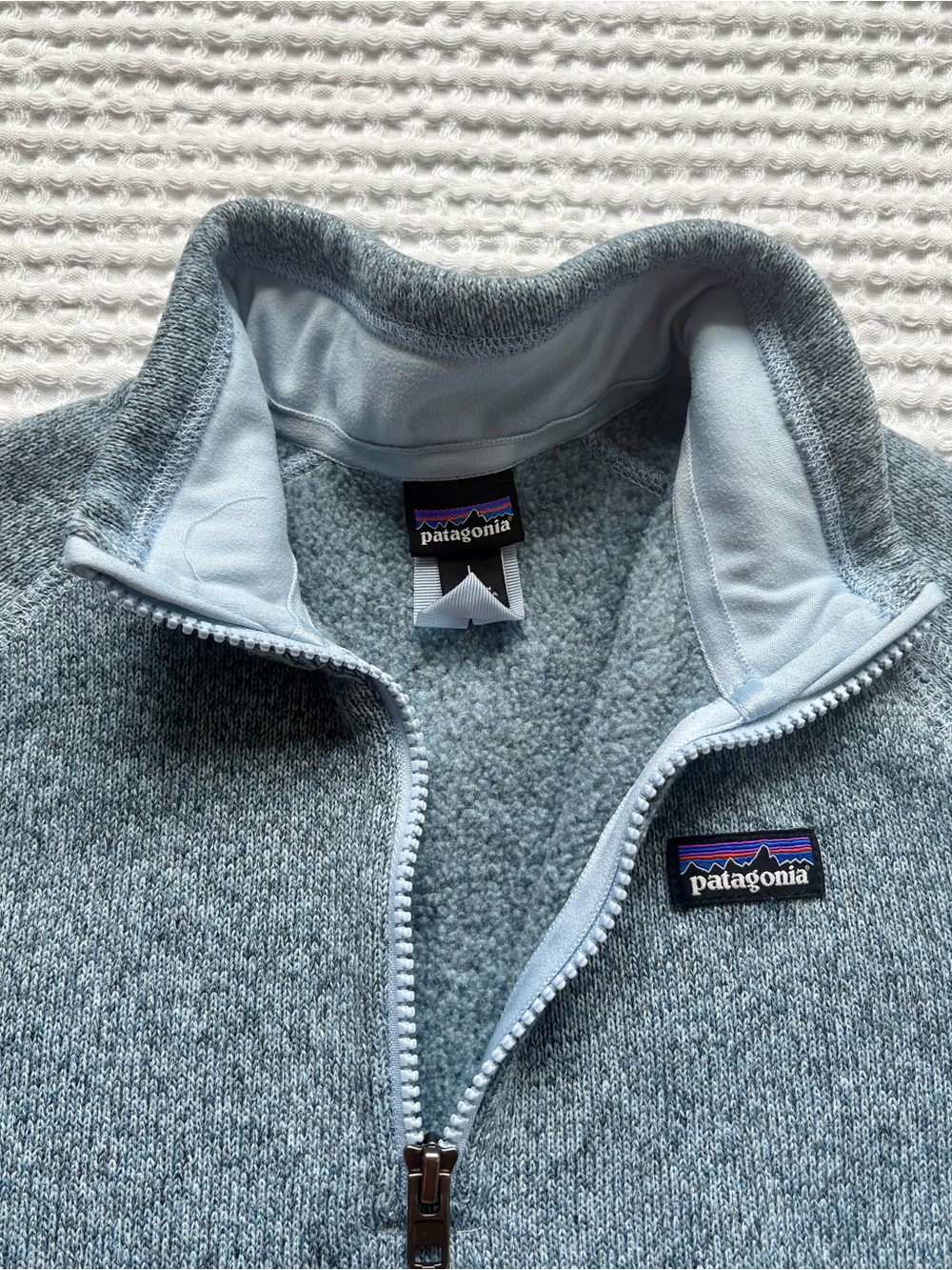 Patagonia Girls Better Sweater Quarter 1/4 Zip Fleece Ice Light Blue Size L (12) - Picture 2 of 7